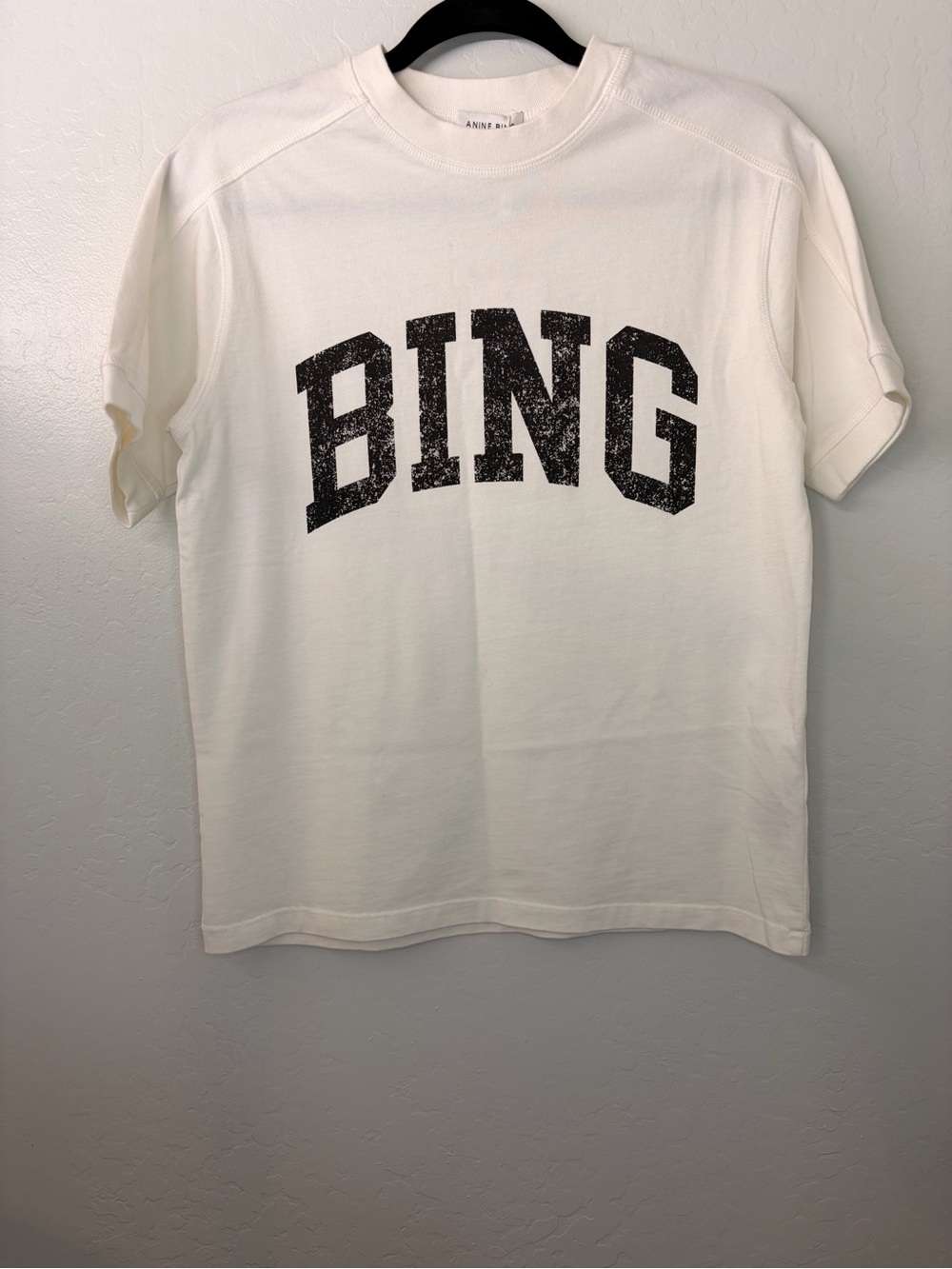 Anine Bing White 'BING' Logo Tee - Short Sleeve 0045